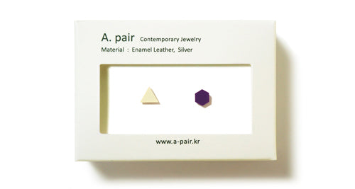 Enamel Leather Earrings _  set of 2 _ triangle / hexagon - A.pair Earrings_contemporary jewelry
