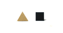 Load image into Gallery viewer, Enamel Leather Earrings _  set of 2 _ triangle / square - A.pair Earrings_contemporary jewelry