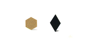Enamel Leather Earrings _  set of 2 _ hexagon / diamond - A.pair Earrings_contemporary jewelry