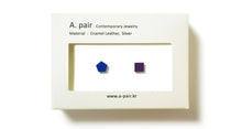Load image into Gallery viewer, Enamel Leather Earrings _  set of 2 _ pentagon / square - A.pair Earrings_contemporary jewelry