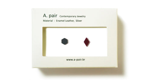 Enamel Leather Earrings _  set of 2 _ hexagon / diamond - A.pair Earrings_contemporary jewelry