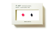 Load image into Gallery viewer, Enamel Leather Earrings _  set of 2 _ pentagon / diamond - A.pair Earrings_contemporary jewelry