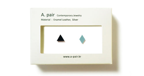 Enamel Leather Earrings _  set of 2 _ triangle / diamond - A.pair Earrings_contemporary jewelry
