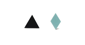 Enamel Leather Earrings _  set of 2 _ triangle / diamond - A.pair Earrings_contemporary jewelry