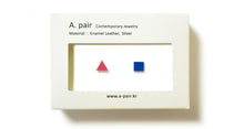 Load image into Gallery viewer, Enamel Leather Earrings _  set of 2 _  triangle / square - A.pair Earrings_contemporary jewelry