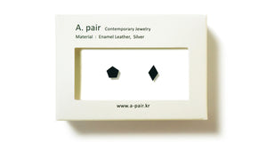 Enamel Leather Earrings _  set of 2 _  pentagon / diamond - A.pair Earrings_contemporary jewelry