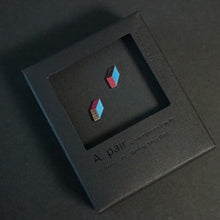 Load image into Gallery viewer, 3D Earrings, pink, blue, black_CUBE