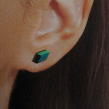 Load image into Gallery viewer, 3D Earrings, blue, green, black_CUBE